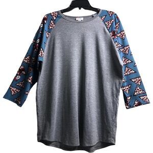 LuLaRoe Disney Gray Blue Minnie Top